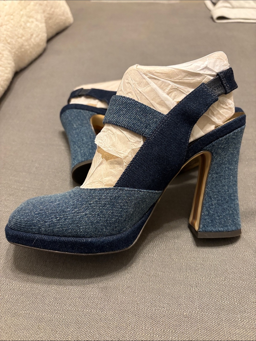 Sam Edelman Jildie Denim Mary Jane Block Pumps - Picture 7 of 11
